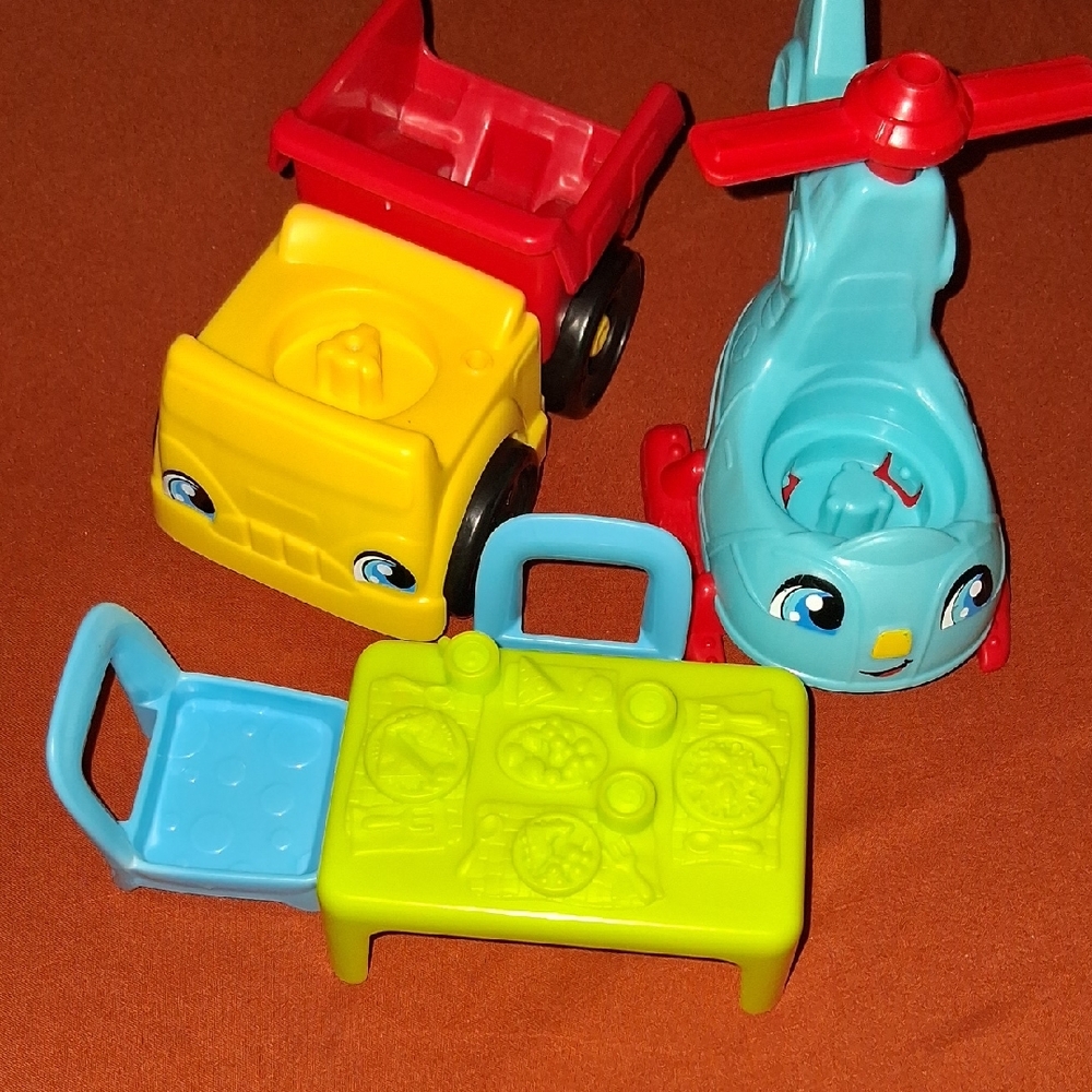 Little People Colorful Toy Helicopter and Truck Play Set